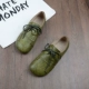 Giày búp bê Sen retro handmade đế mềm, giày đế bằng, miệng cắt thấp boot nữ cao cổ Giày cắt thấp