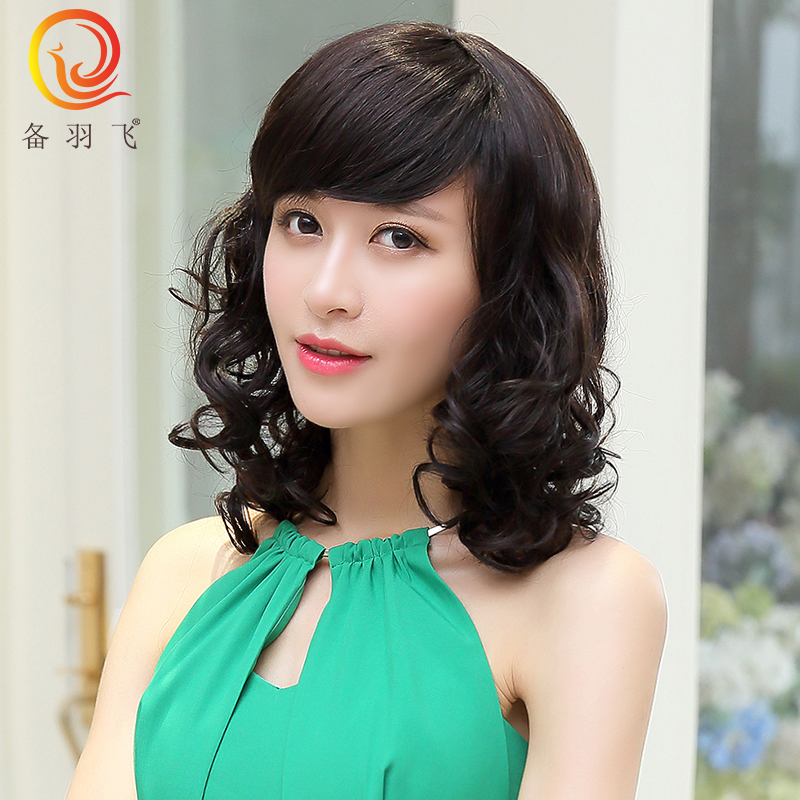 备羽飞 真发假发女中长卷发 大波浪卷真发妈妈假发套中老年发套