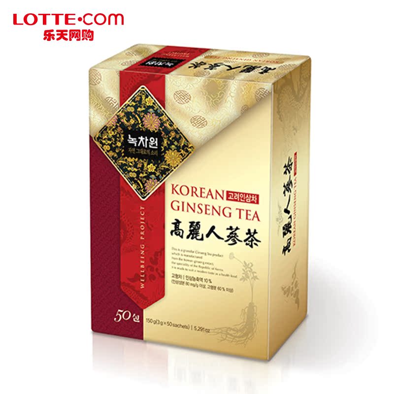 乐天网购绿茶园高丽人参茶红参精华滋补营养50包韩国原装进口正宗