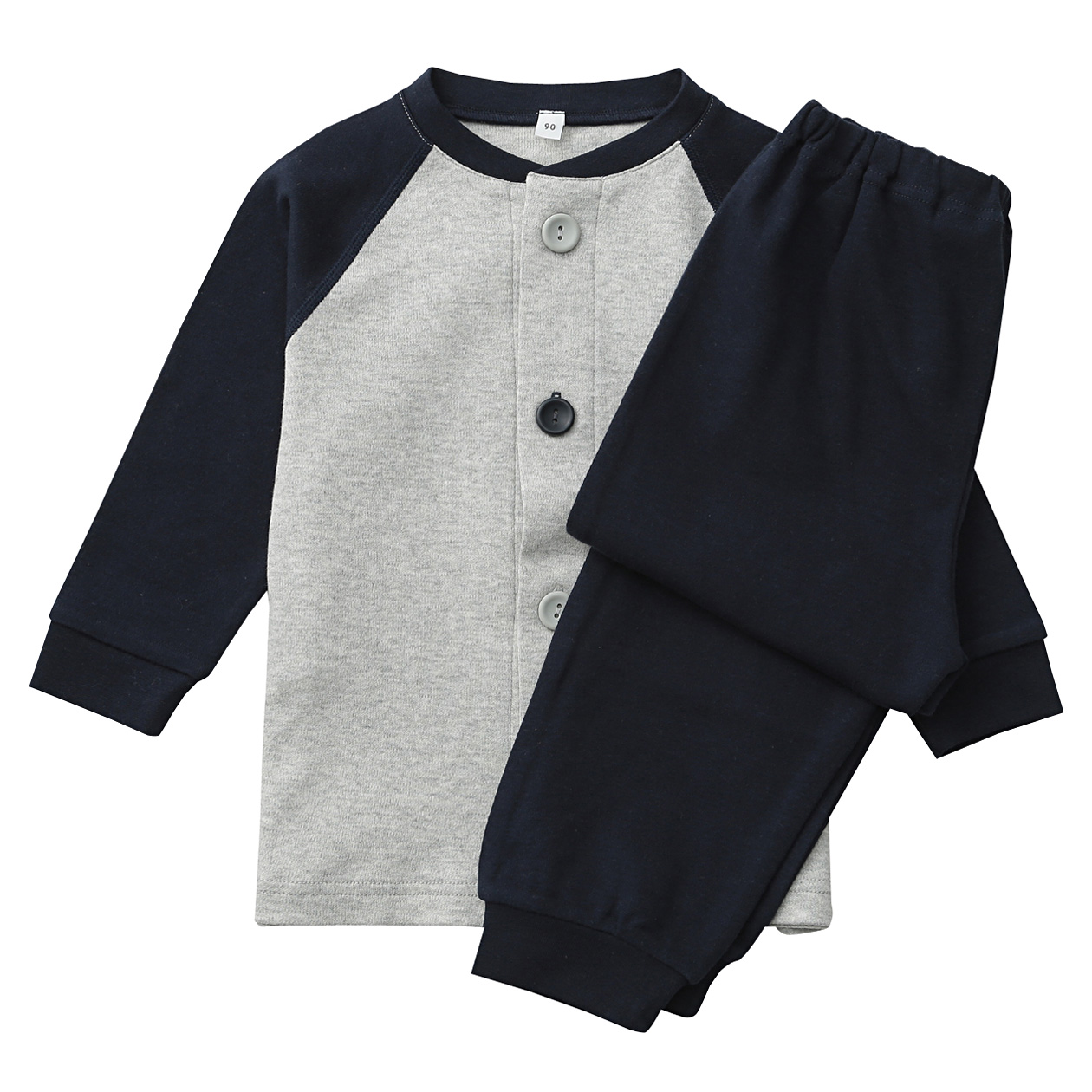 无印良品MUJI 童装 双罗纹棉布换睡衣·长袖