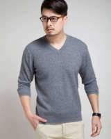 Áo len nam mùa thu và cổ áo len cashmere cổ chữ V ngắn đầu áo len màu rắn chạm đáy áo len đan áo khoác cardigan nam