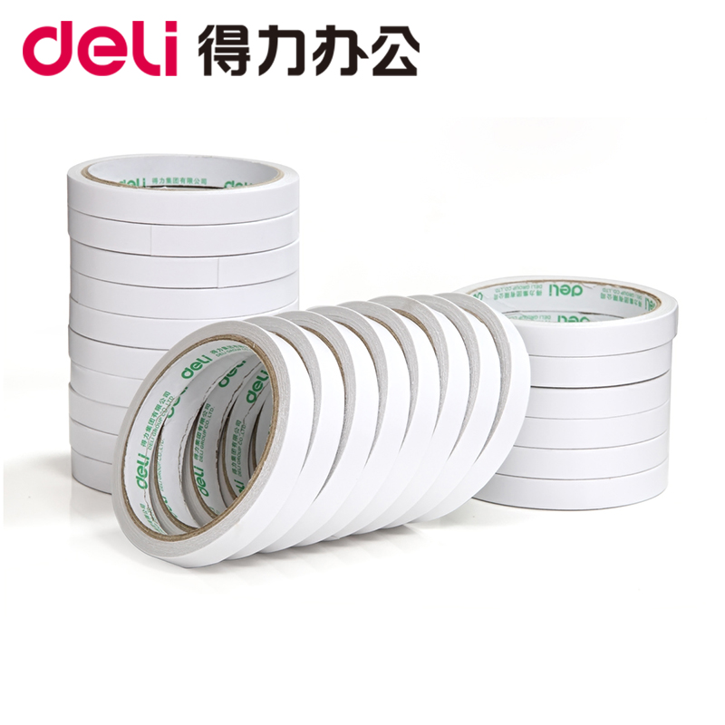 Deli office supplies Double-sided adhesive Double-sided adhesive tissue paper Double-sided adhesive tape 1 2cm wide adhesive sponge glue Strong double-sided adhesive Foam double-sided adhesive glue Student handmade high-viscosity