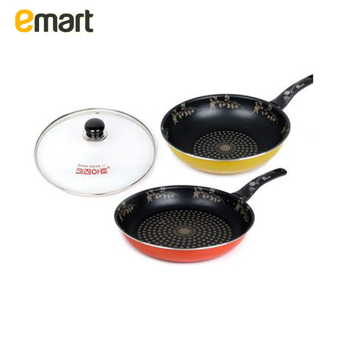 EMART易买得 韩国KitchenArt钻石不粘平底锅+无油烟炒锅组合套装