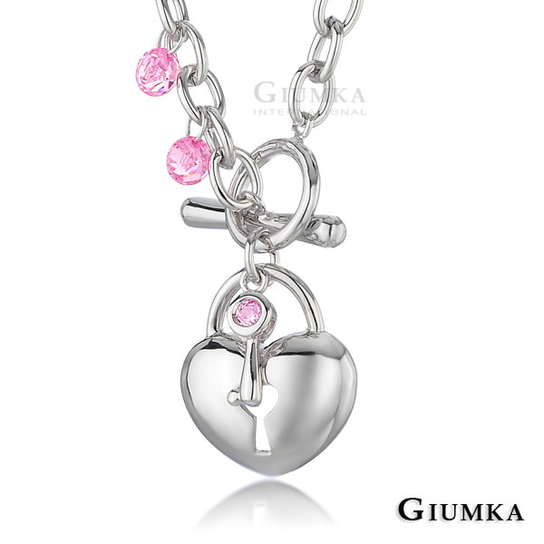 台湾官网直邮进口【GIUMKA】白K饰－爱的冒险锆石T字扣项炼 (银色