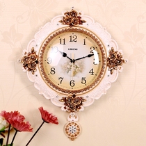 Luxury European silent clock simple living room wall clock American pastoral wall clock living room large home fashion