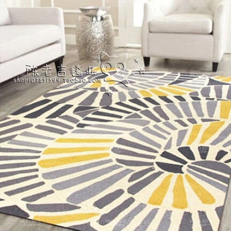 Simple European abstract geometric carpet living room coffee table sofa bedroom bedside handmade acrylic fiber carpet full custom