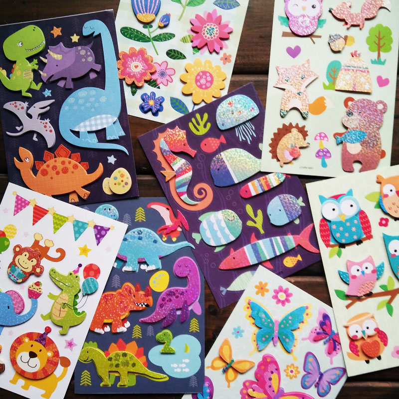 Brand Special Selling Diy Growth Archives Cute Dinosaur Owl Flowers Circus Butterfly Solid Stickers