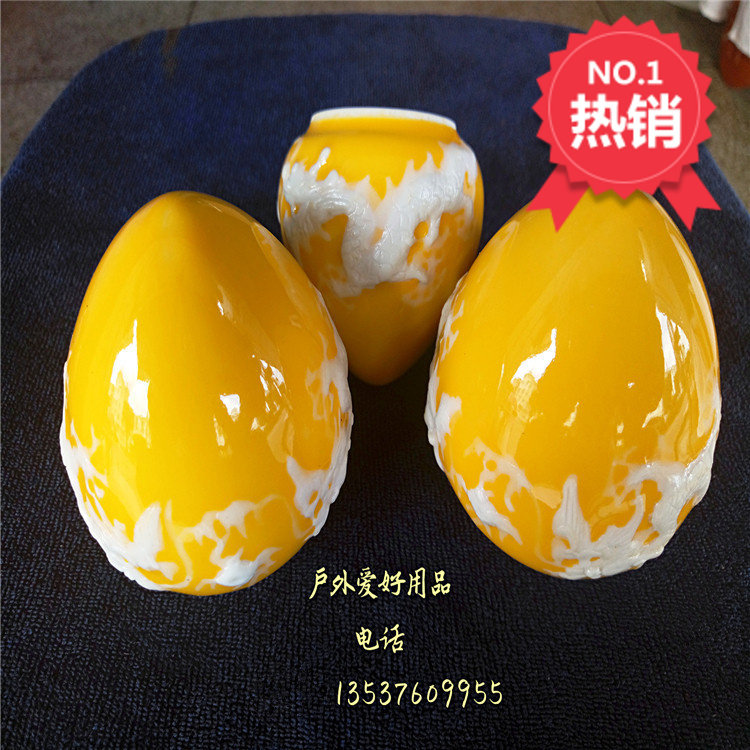 Yellow {Dragon } Bird cage with green ceramic cup bird cup cup to pick eyebrow bird cup cup