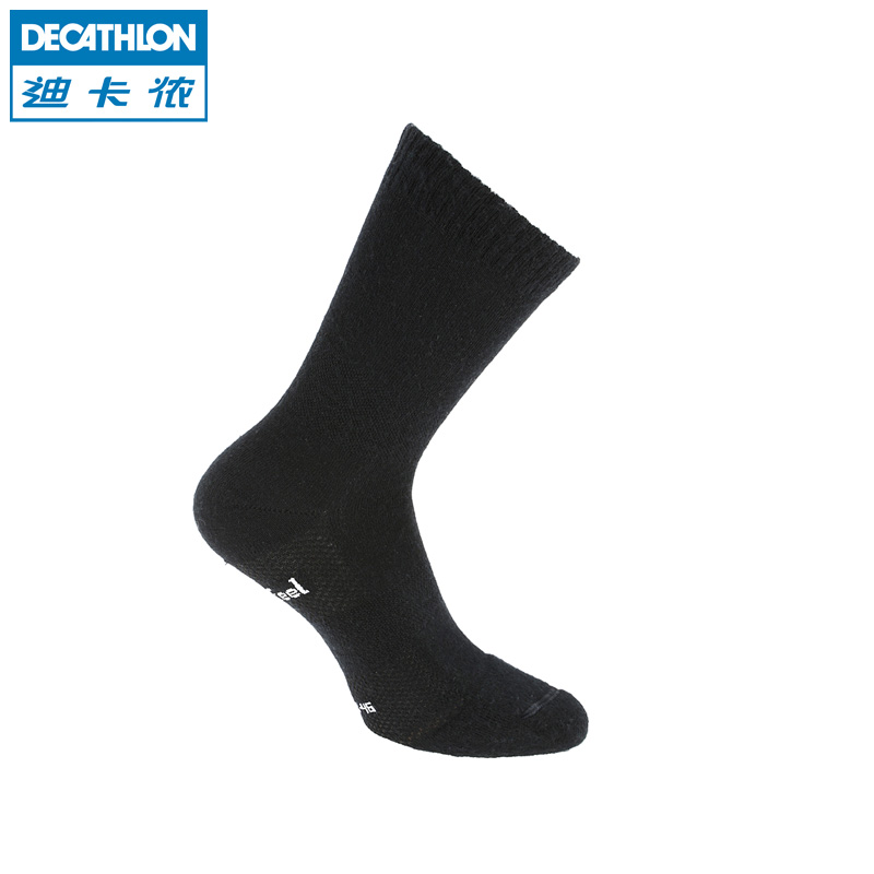 Decathlon/迪卡侬中筒保暖日常步行保暖舒适透气羊毛棉袜NEWFEEL