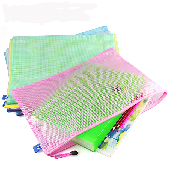 The 28C A4 grid file bag transparent zipper pull bag office supplies customized