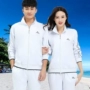Trang phục thể thao màu trắng mùa xuân và mùa thu dài tay phù hợp với học sinh thể dục thể thao quần áo nhóm Hàn Quốc lụa Jiamusi nhảy vuông - Thể thao sau bộ quần áo 