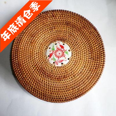 Vietnam imported handmade rattan woven large round box storage box Seven sons double cake box Pu'er tea packaging box