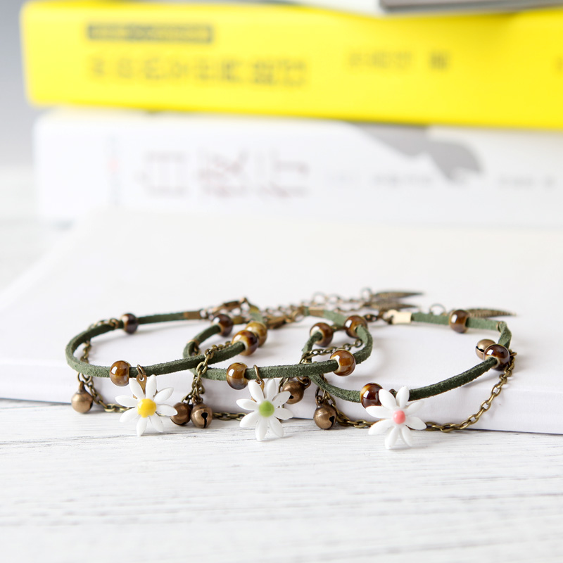 QingGe little Daisy jingdezhen ceramic bracelets hand - made trinkets move knitting women 's street source of bell
