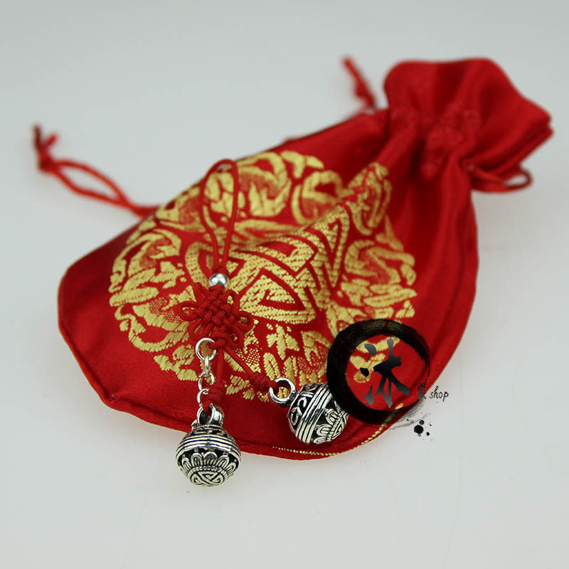 (sword net 3 genuine people authorized) sword Three-week-side Seven New Year Silver Heart Suzuki Concentric Bell Cell Phone Sling Pendant Pendant