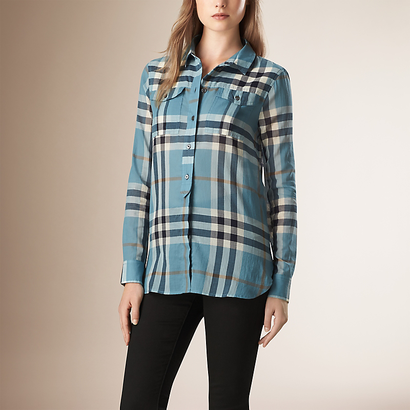 BURBERRY/博柏利褶缝格纹棉质衬衫 39933291
