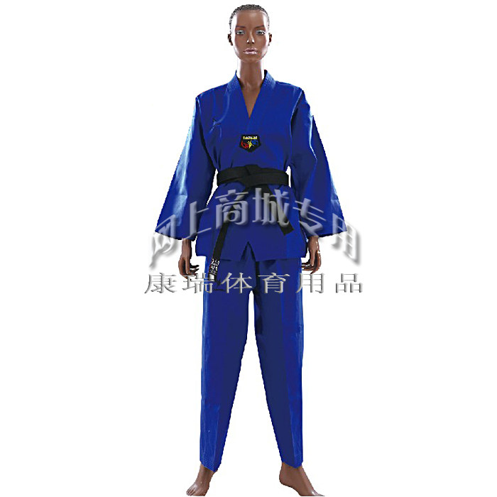 KT123 Blue Taekwondo Costume Adult Coach Performance 1 6-2 0m T C Blended Diamond Veins without Dow with Conry
