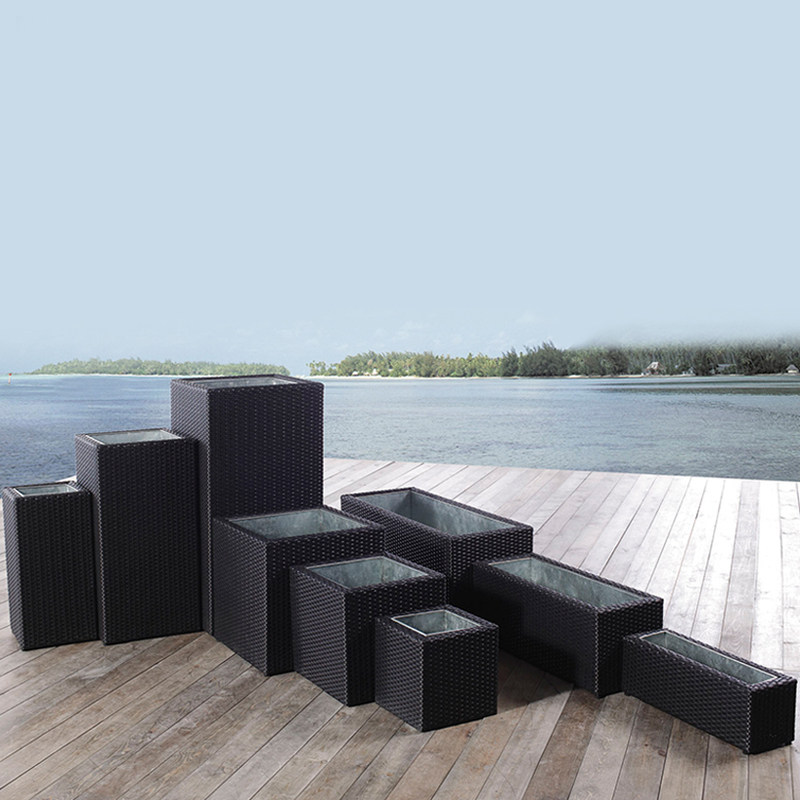 Outdoor imitation rattan flower box balcony garden flower stand flower box flower pot furniture wrought iron plant flower trough villa flower special offer