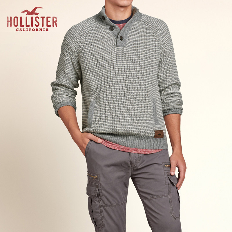 Hollister 织纹企领毛线衫 男 98223
