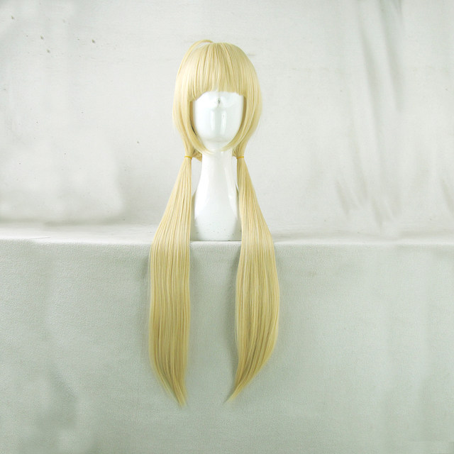 cosplay wig idol master Cinderella Futaba Apricot ຜົມຍາວຜິວເນື້ອສີຂາວແສງສະຫວ່າງ ponytail ສອງ + ສະບັບໂງ່ຂອງຜົມປອມ