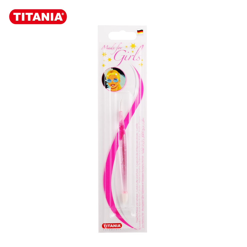 德国原装TITANIA/泰雅 俏丽两用死皮清理器 不锈钢剪刀叉子