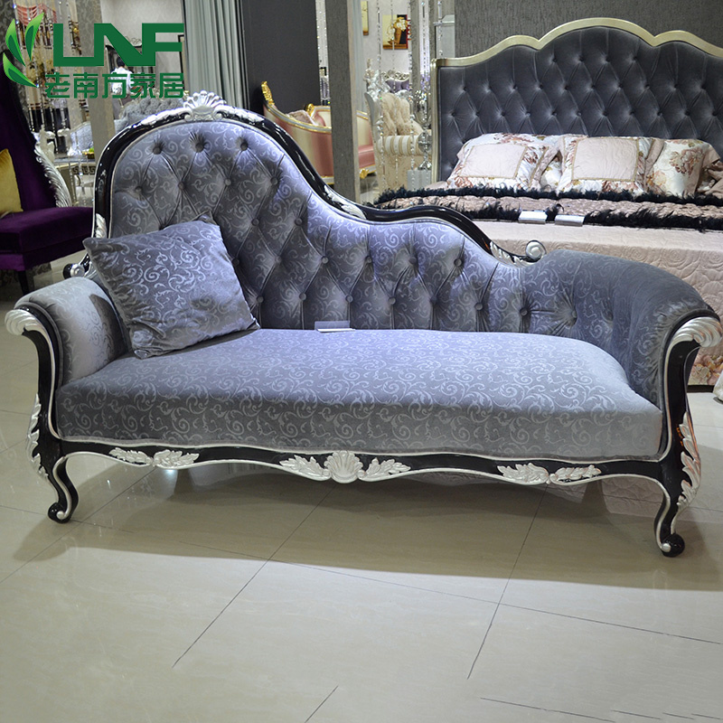 Neoclassical Postmodern Solid Wood Guick European style of simple fabric beauty in living room black silver foil lazy sofa