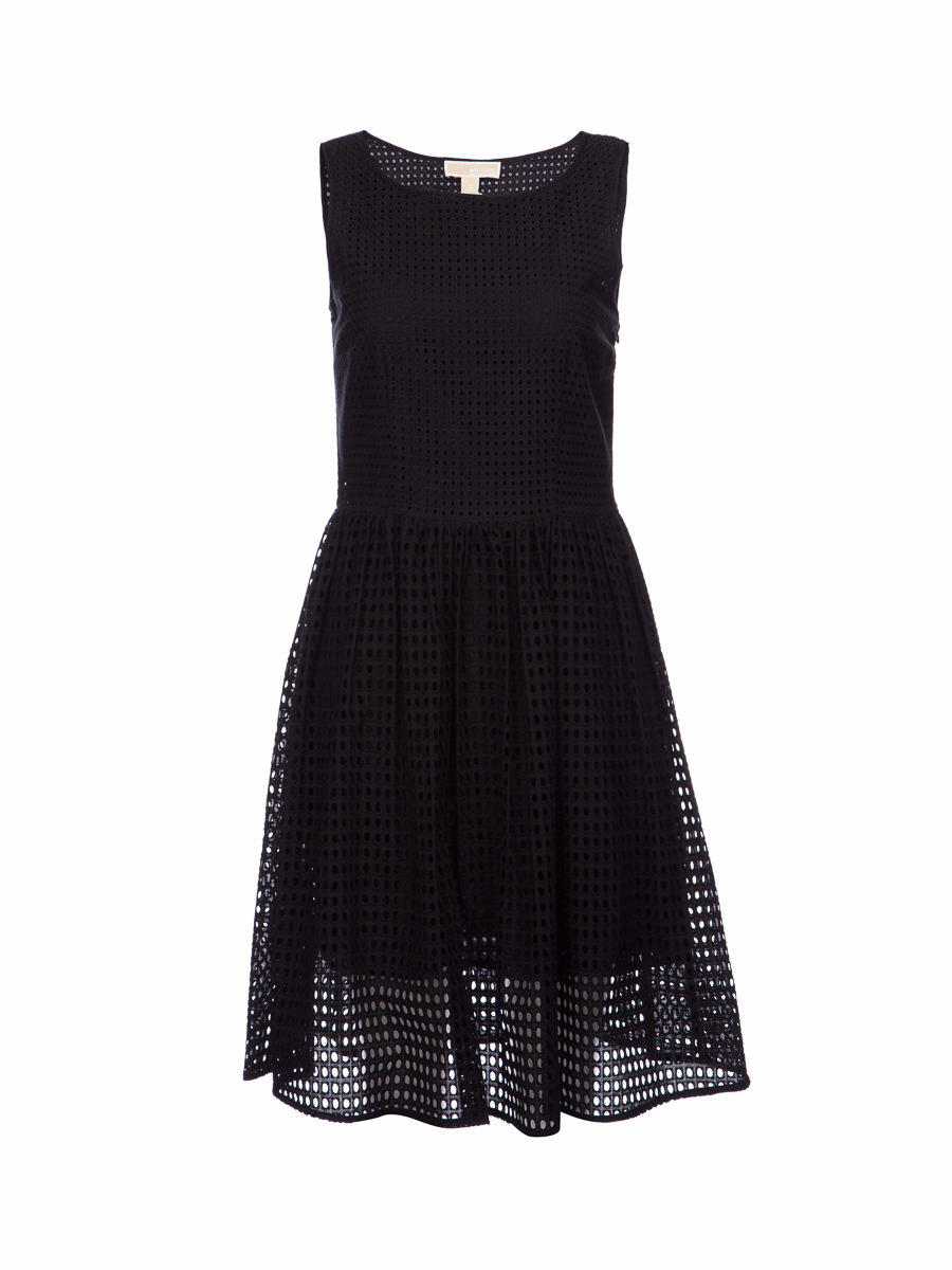 MICHAEL Michael Kors 黑色镂空几何图案层次设计连衣裙