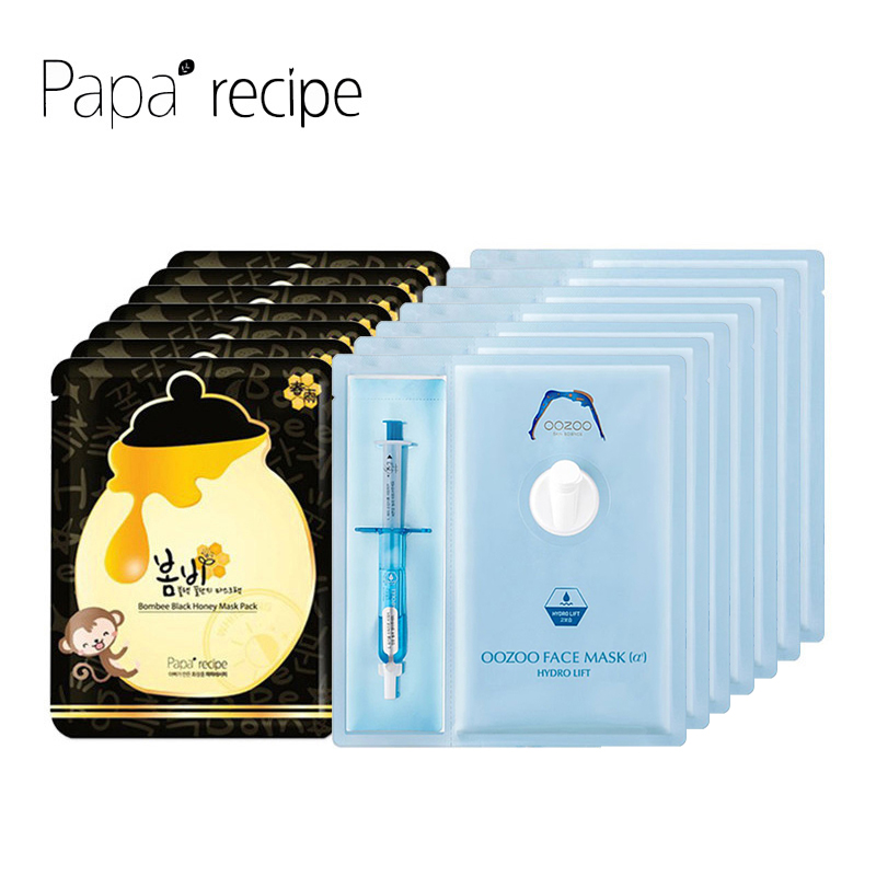papa recipe春雨黑蜂蜜面膜10片+OOZOO宇宙针剂注射保湿面膜5片