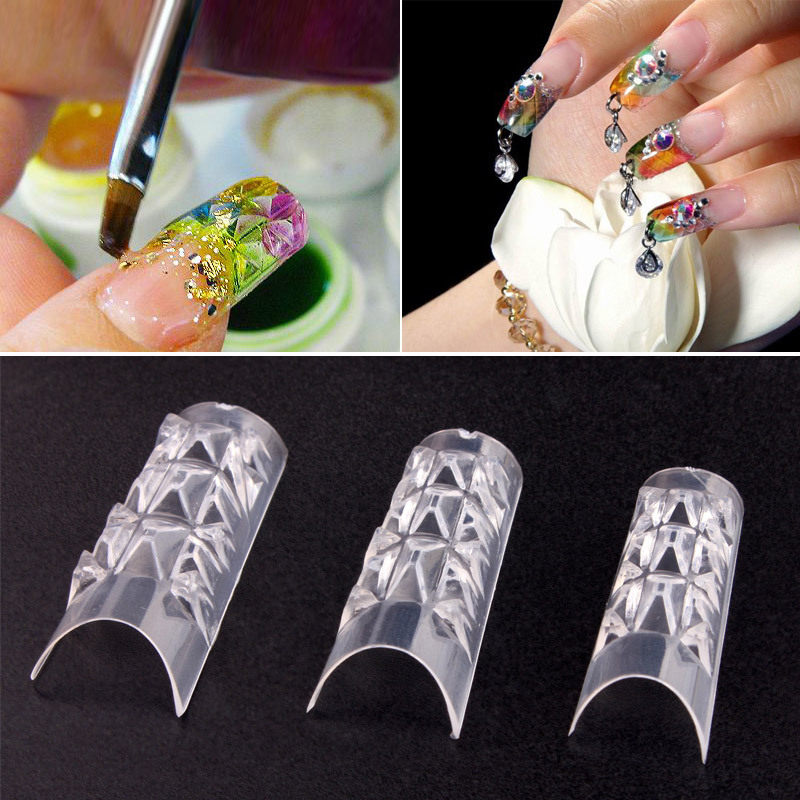 透明琉璃甲片美甲指甲假指甲片成品60片美甲用品狐狸头透明假指甲