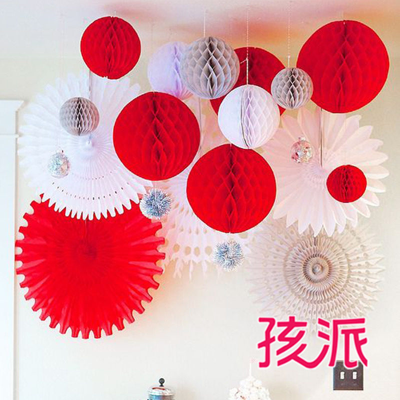 Shenzhen Birthday Party Supplies Annual Meeting Creative Paper Wedding Room Decoration Paper Flower Paper Ball Honeycomb Ball Pull Flower 25cm