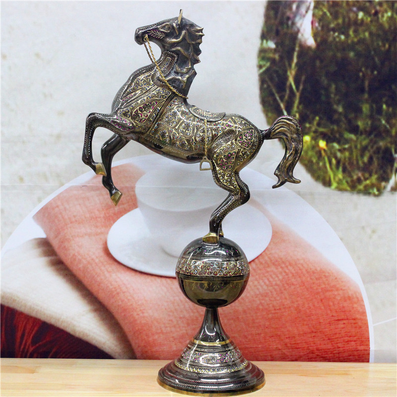 Pakistani traditional handicrafts imported copper 30 inch horse to successful horse BT462 factory direct sales
