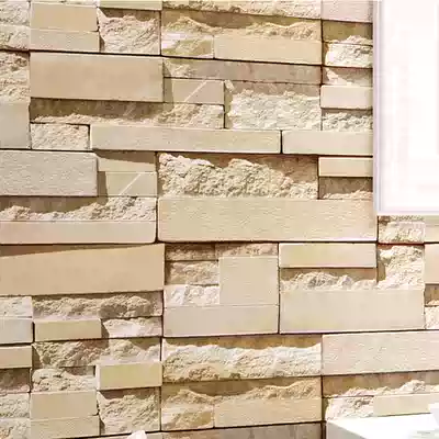 Mediterranean wallpaper living room entrance study TV background wall 3D three-dimensional Chinese simulation stone stone pattern stone wallpaper