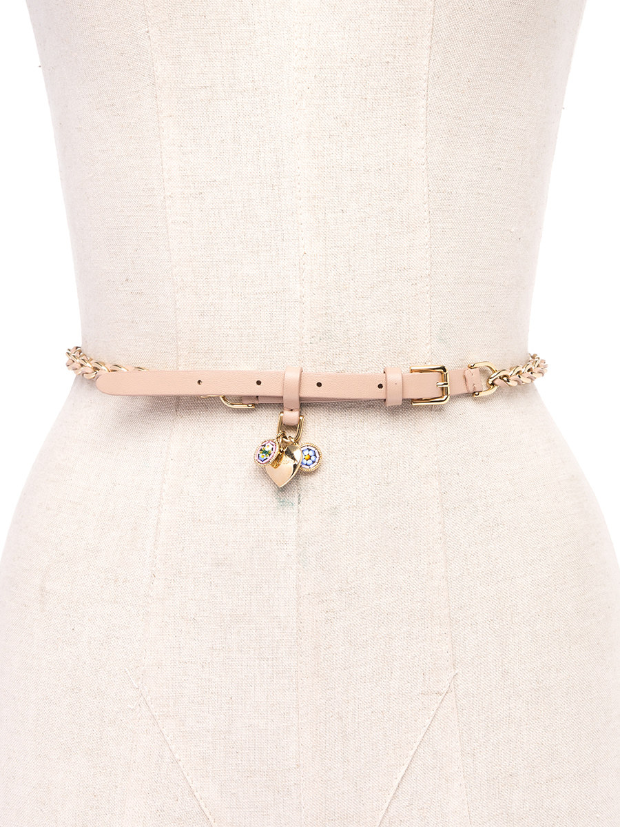 Dolce&Gabbana 裸色心形吊饰金属链细腰带