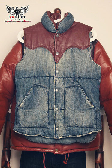 In the 1970s, denim is the old down vest vest, cowhide, the shoulder, the shoulder, the retro orphan McCoy Buzz Few