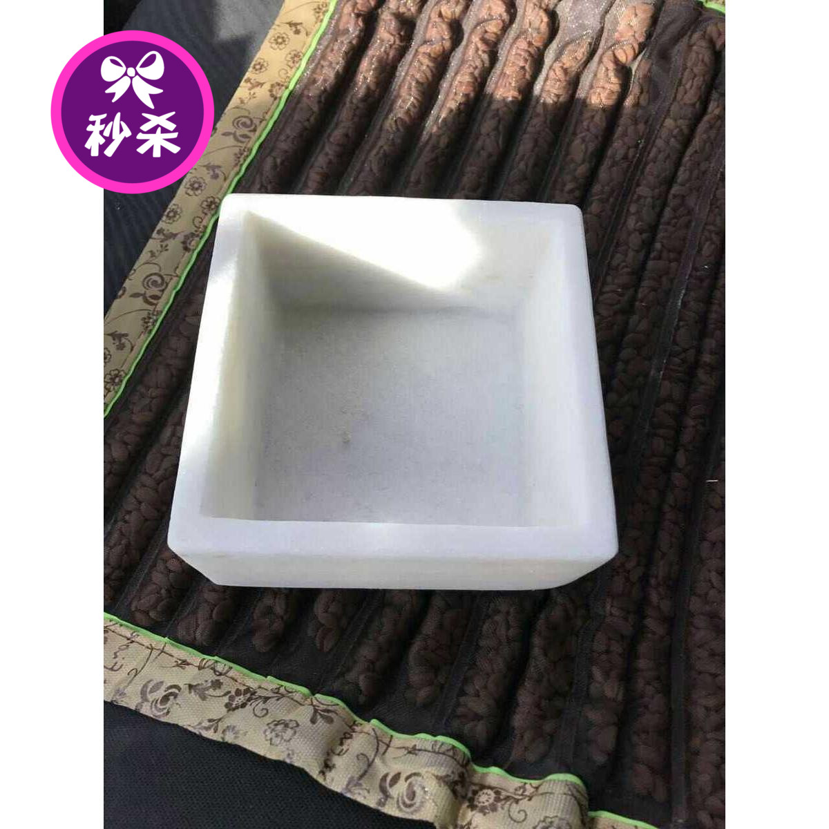 Rectangular stone carving simple succulent large with tray creative green lotus Chinese style green lotus calamus daffodil pot