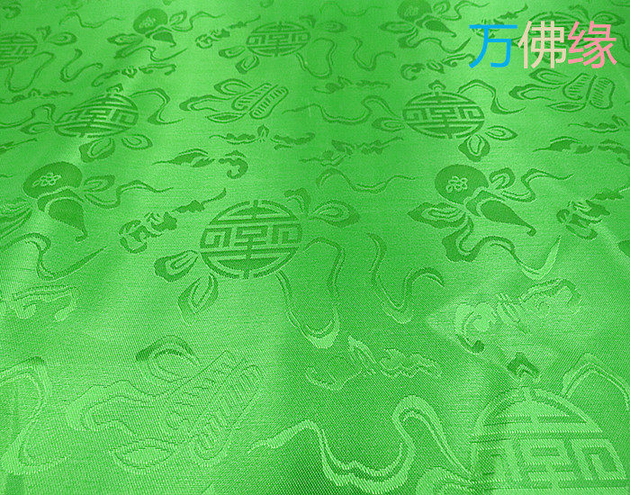 Tibet Tibetan fabric Satin satin eight auspicious pattern fabric fabric (5 colors full) Green