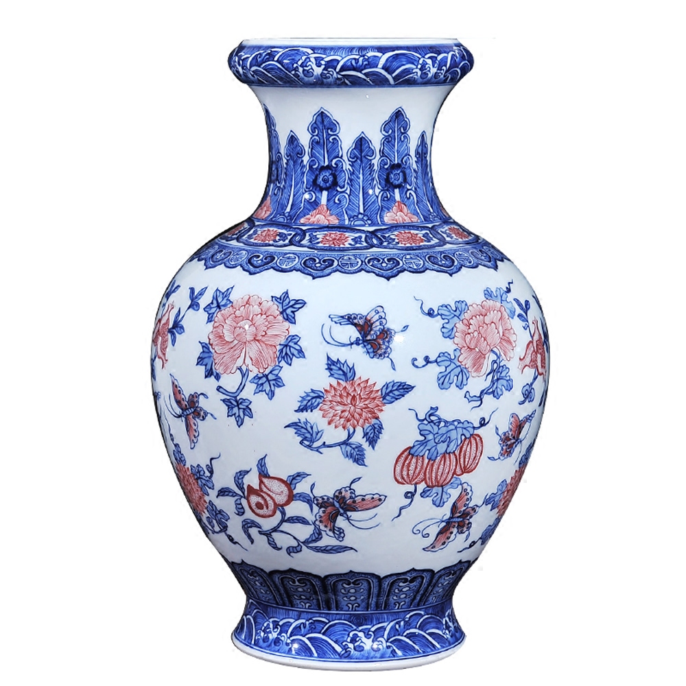 Jingdezhen ceramics antique blue - and - white youligong many children f vases, flower arranging Chinese sitting room adornment is placed