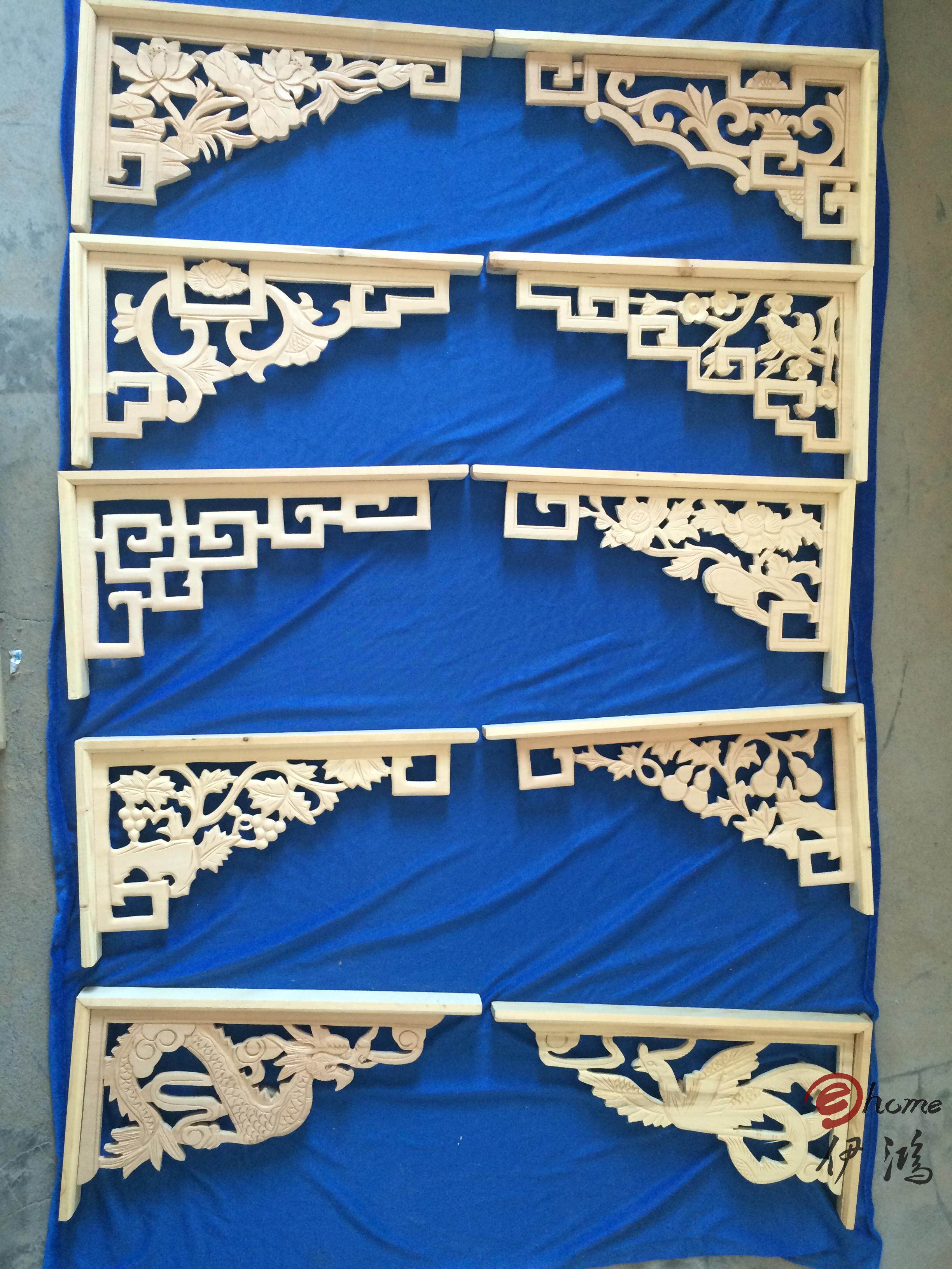 East Yang Wood Carved Solid Wood Flower Lattice Partition Background Wall Suspended Ceiling Door Lintel Antique beam Bull Leg Chinese type Muzzle Gun Corner Flowers