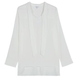 Белая осенняя рубашка с бантиком, 2023, французский стиль