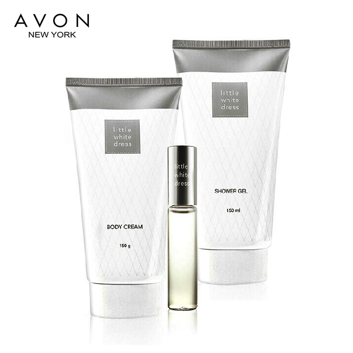 包邮正品 Avon/雅芳白裙走珠香水沐浴露香体乳三件套 身体乳黑裙