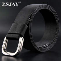 Outdoor Double Loop Buckle Nylon Belt Mens Canvas Tactical Belt Slacks Belt Russian Military