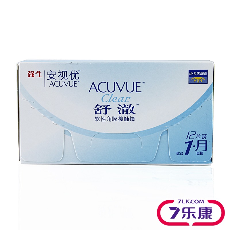 强生舒澈隐形近视眼镜月抛12片基弧8.8防紫外线舒适水润透氧包邮