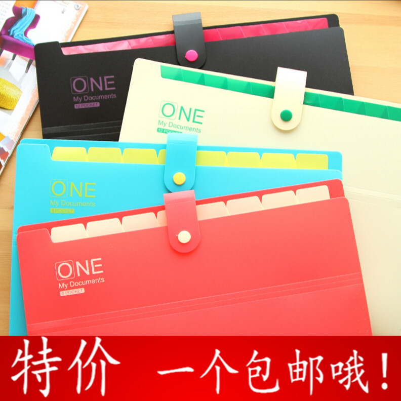 A Fluorescent Contrast Multilayer Organ Folder Buckle Button Multilayer Folder Clutch Bag