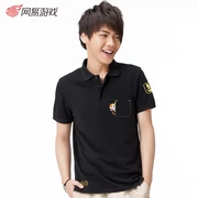 Fantasy Westward Journey Trò chơi di động Tay áo ngắn Polo Super God Monkey Netease Game Men Summer Casual Stand Cổ áo Cotton - Game Nhân vật liên quan