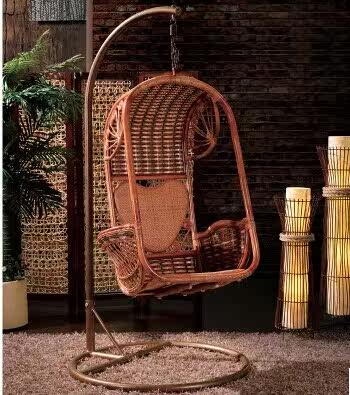 Indoor balcony real rattan rocking chair swing rattan hanging rattan chair outdoor simple single swing