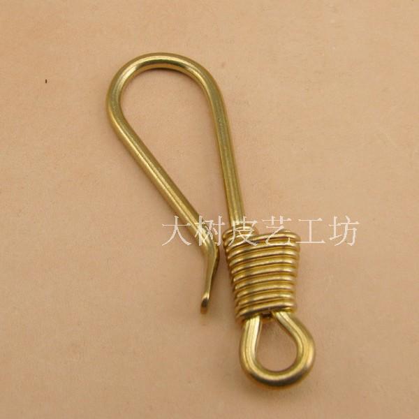 Handmade leather brass U HOOK KEY BUTTON Trouser Chain Hook WOOD CHAEWOOD CHAEBOU Fasten Cattle Accessories (TK50)