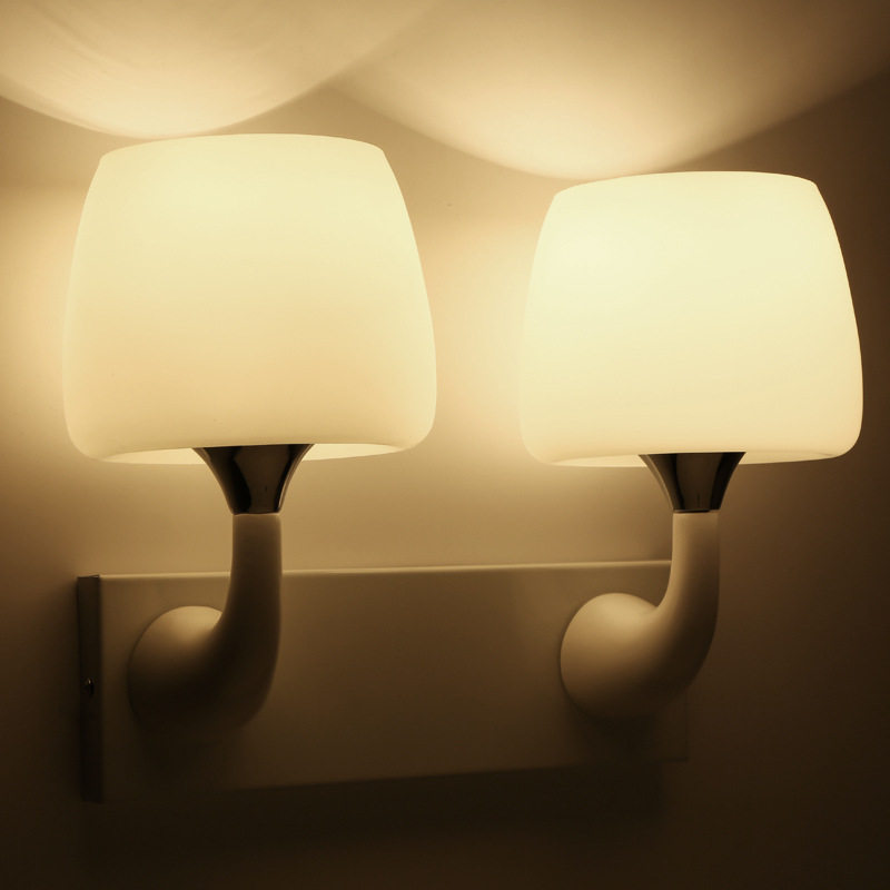 Small Wall Lamp Double Head Modern Minima Mushroom Stairs Bedroom Bedside Lamp E14 Bulb Three Color Light LED 110V
