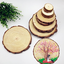 Round wood chip kindergarten diy hand painting raw wood chip solid wood head ornaments base model material fir pine wood