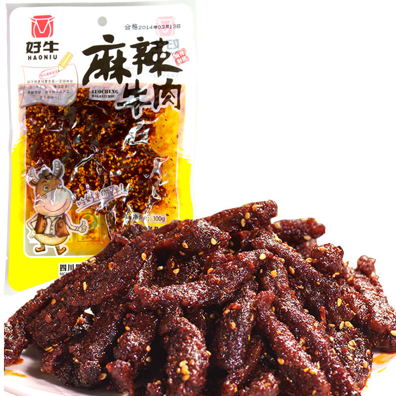 【天猫超市】好牛麻辣牛肉100g烧烤味 办公司休闲零食 四川特产