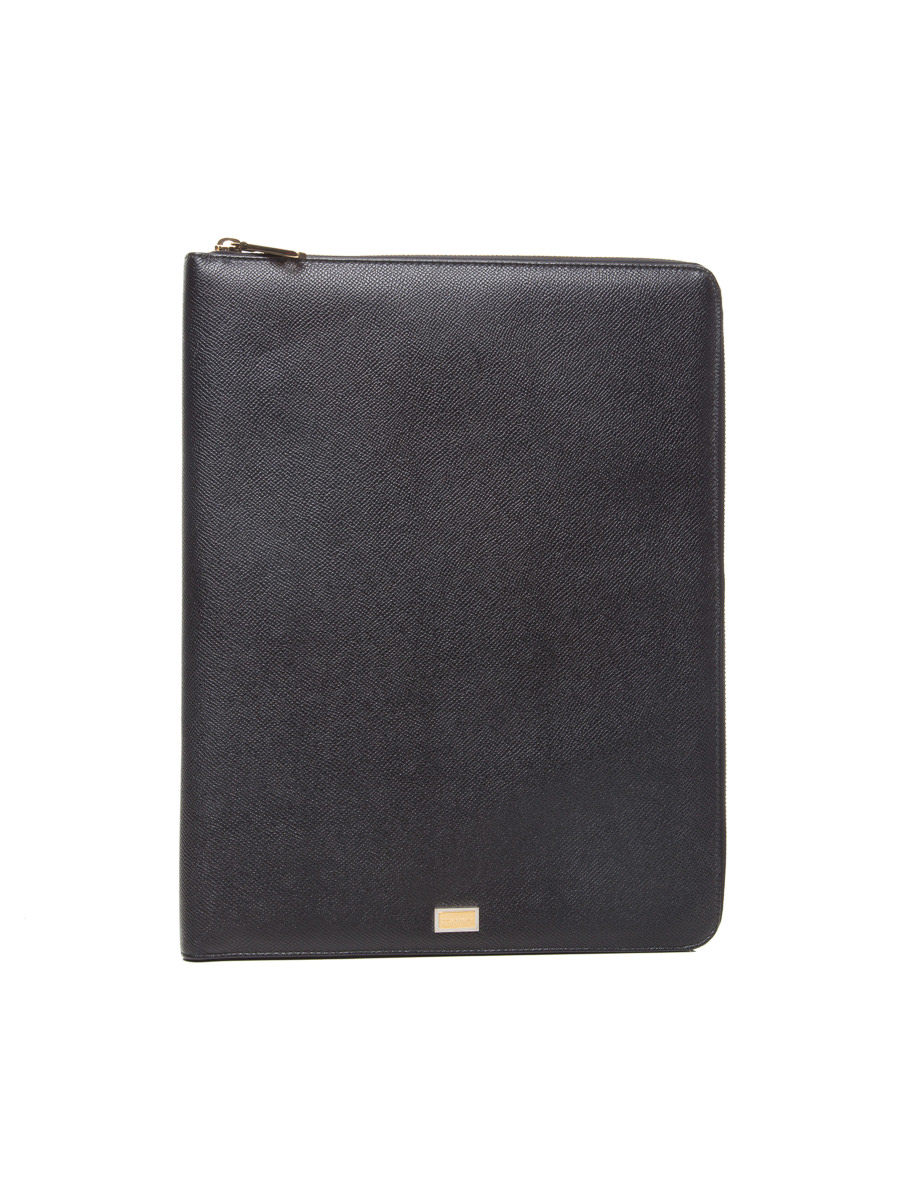 Dolce&Gabbana 黑色Logo铭牌拉链证件包