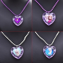 Frozen Luminous Necklace Little Princess Sophia Purple Amulet Glitter Pendant Girls Necklace Jewelry